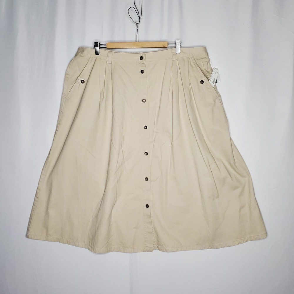 Classic Elements Full Button Midi Skirt 3X Plus 22W Pocket Modest Grunge Classic